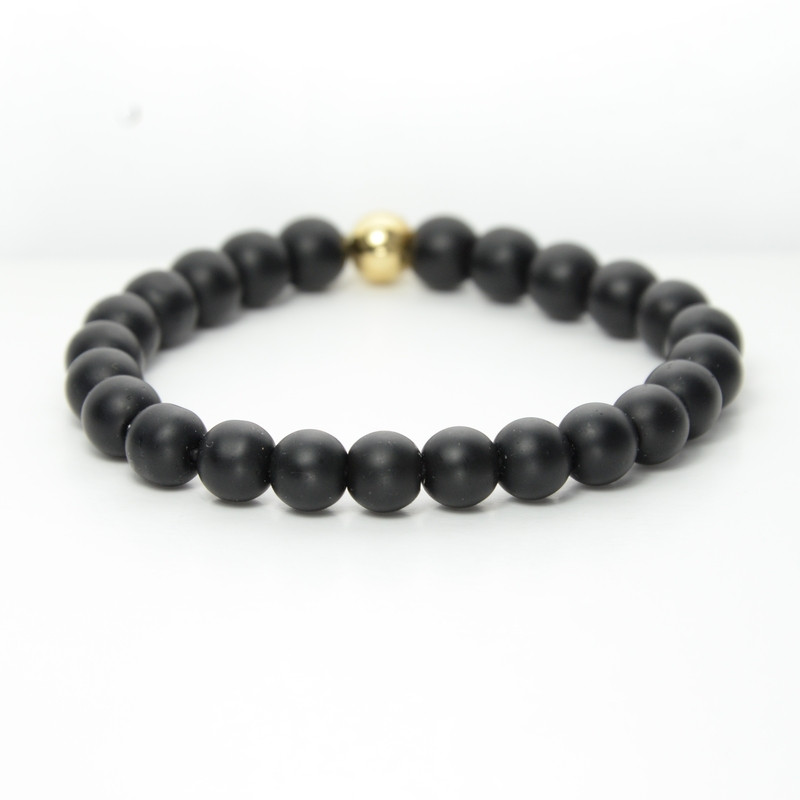 Bracelet homme noir inox doré