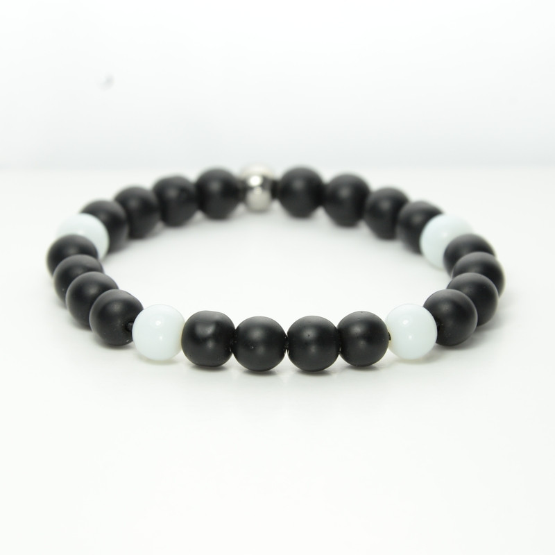 Bracelet homme noir et blanc inox