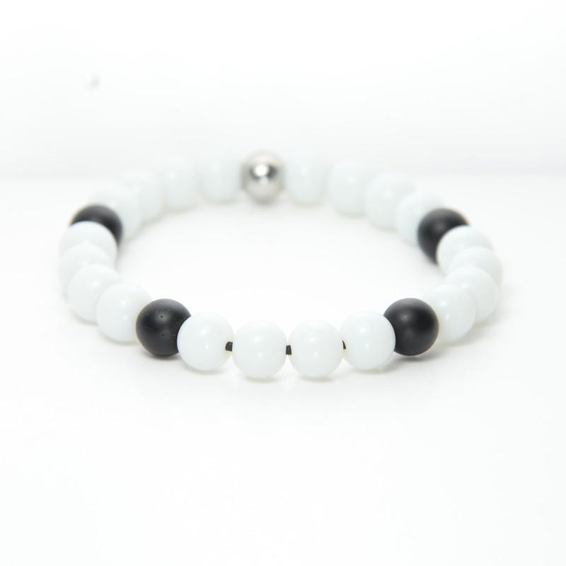 Bracelet homme blanc et noir inox