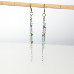 Boucles longues 3 chaines bleu