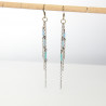 Boucles longues 3 chaines bleu