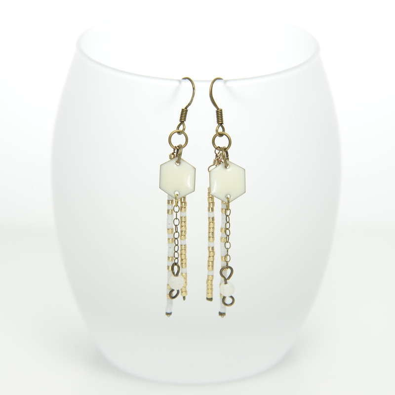 Boucles longues 3 chaines blanc