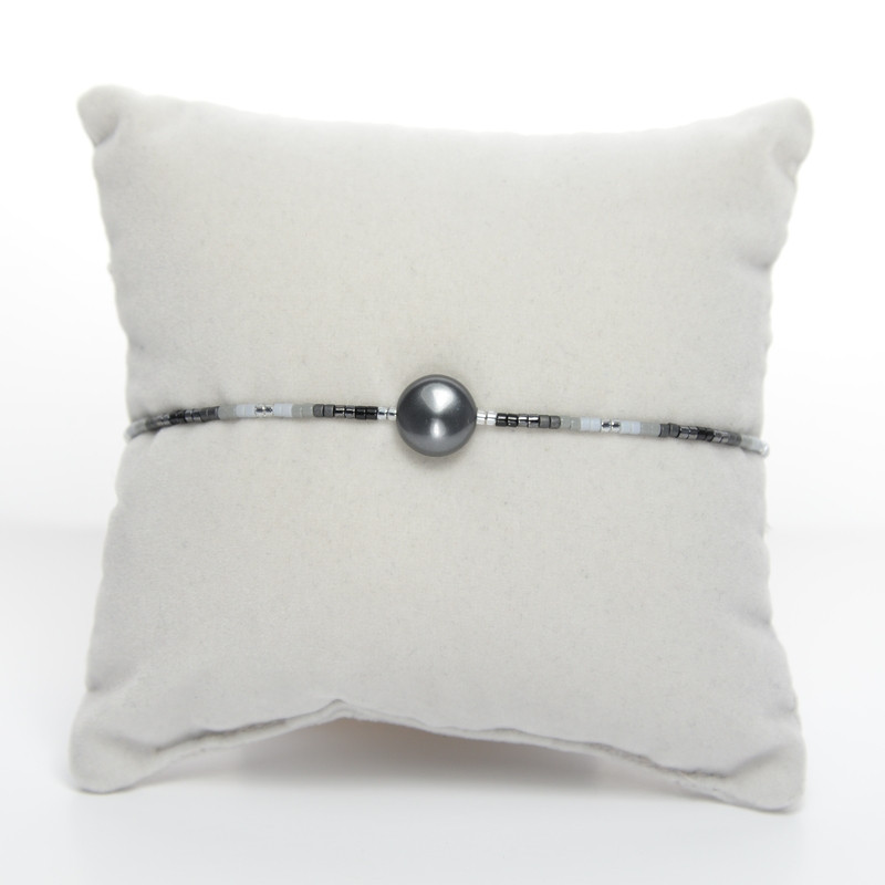 Cordon pastille Swarovski black pearl