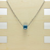 Collier simple cube céramique bleu