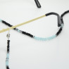 Chaine pour lunettes facettes noir argenté cyan