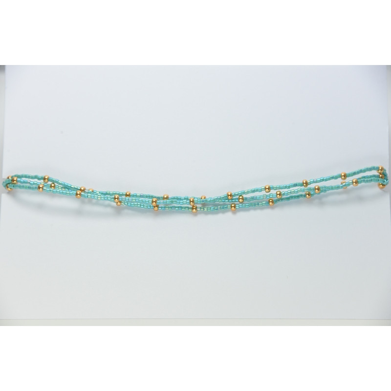 Bracelet de cheville triple cordon turquoise doré