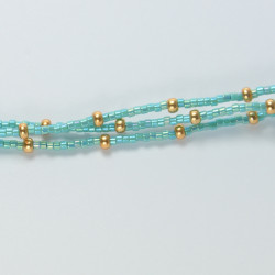 Bracelet de cheville triple cordon turquoise doré