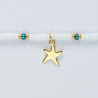 Bracelet de cheville cordon blanc, bleu étoile de mer doré