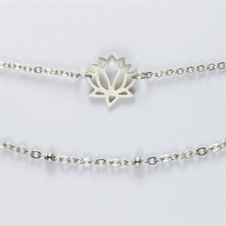 Bracelet de cheville double chaine lotus